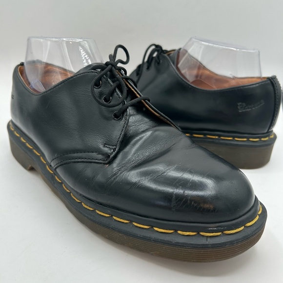 Vintage Dr Martens Oxfords M7 W8 1461 Made In England 3 eye Rare Black Leather - Picture 10 of 16